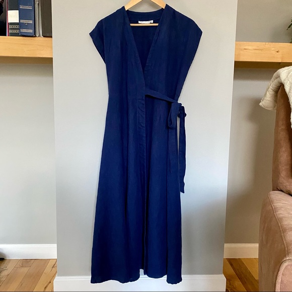 Only Child Dresses & Skirts - Only Child Palo Wrap Linen Dress in blue